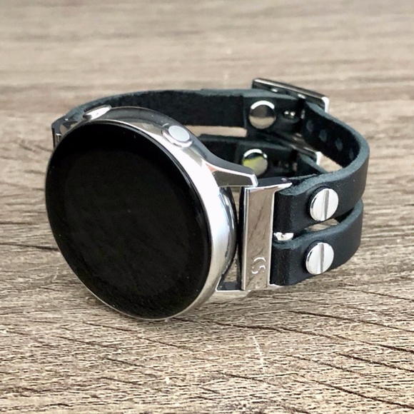 Galaxy Active2 Black Leather Double Strap Bracelet main image 8